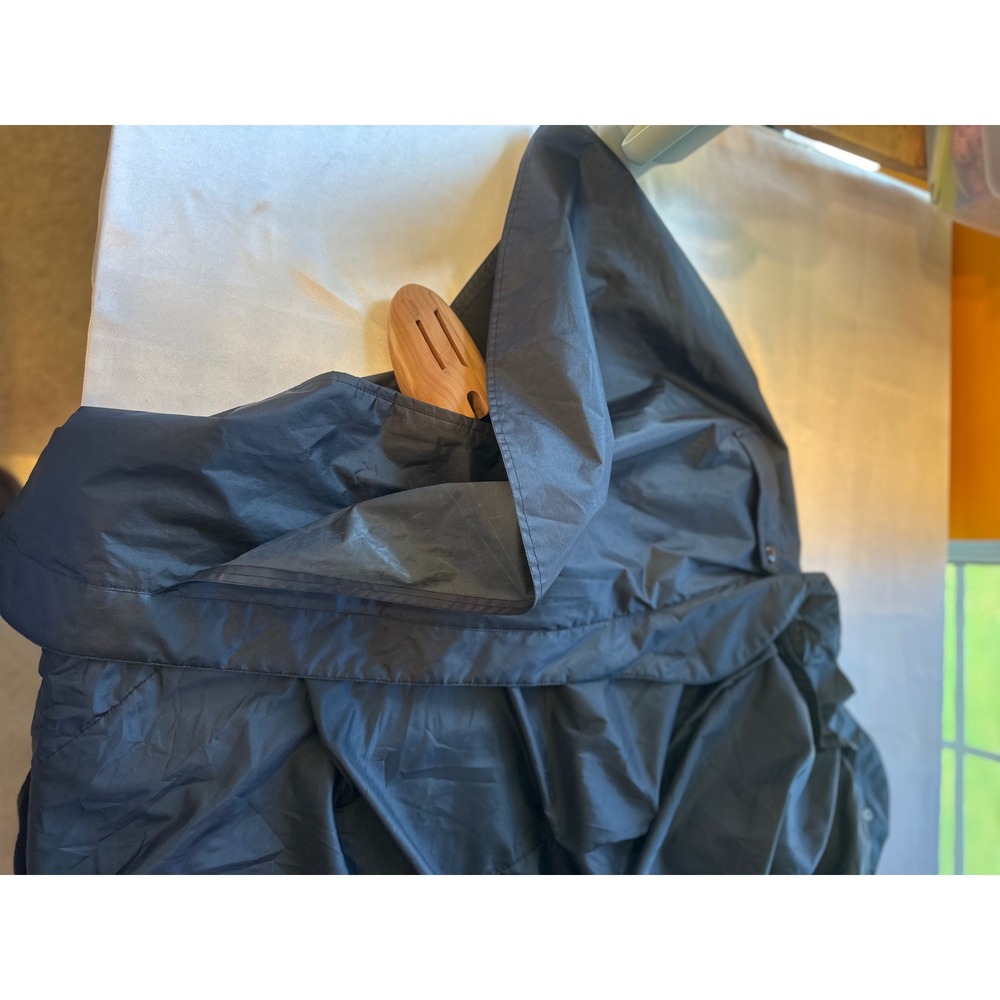Vintage Black Cape Raincoat Rubber Back Thick Shoulder Pads 80s 90s Medium - Picture 4 of 15